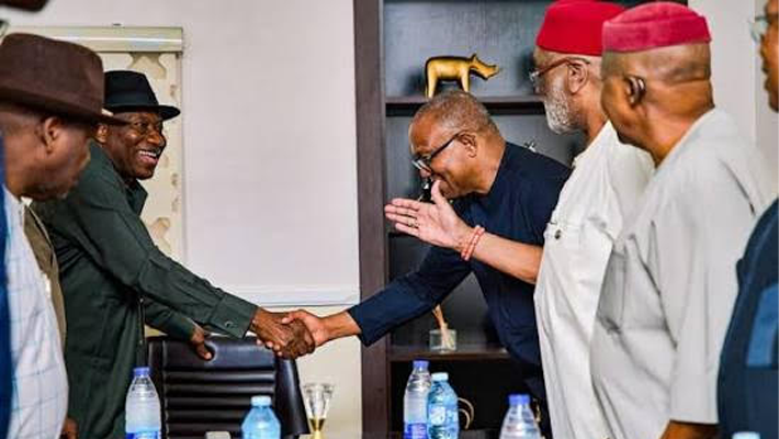 Peter Obi, Goodluck Jonathan and others at the closed-door meeting