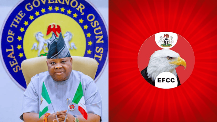 Governor Adeleke and EFCC logo