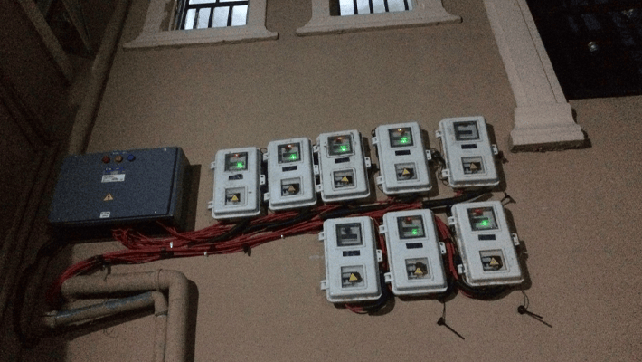 Prepaid meter on a building used to illustrate the story