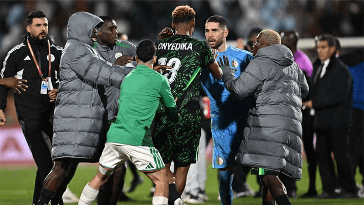 On-field brawl between Algeria and Nigerian players
