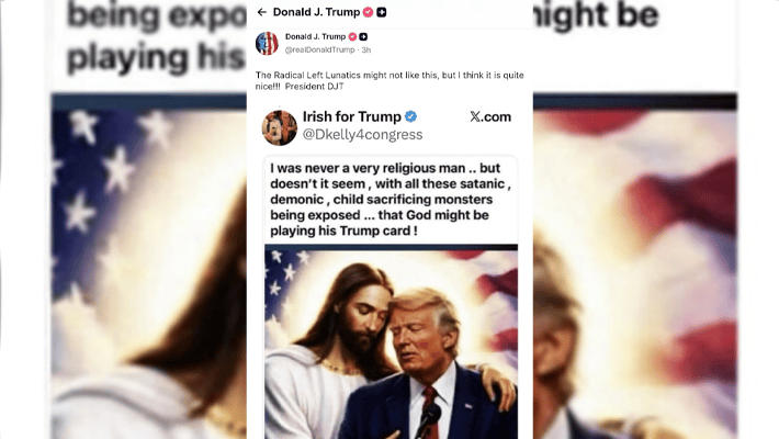 Trump posts new AI-generated photo of Jesus hugging him