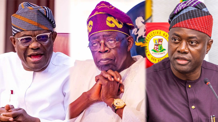 Nyesom Wike, Bola Tinubu and Seyi Makinde,