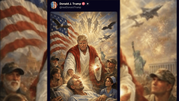 Donald Trump depicting him as Jesus Christ