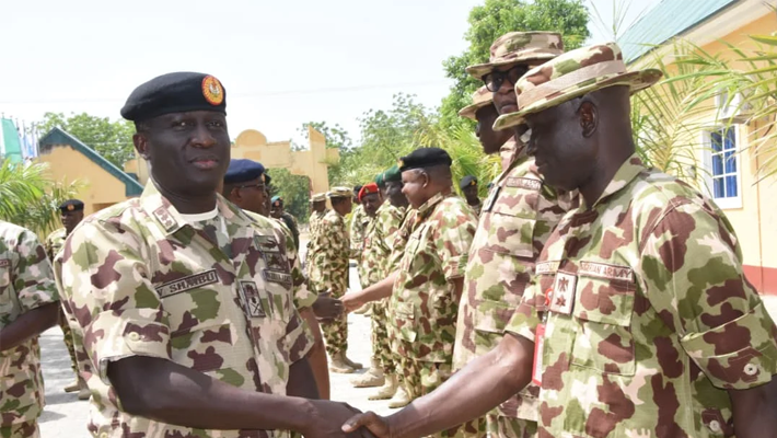 Army chief Waidi Shaibu at the maiden operational tour of the Theatre Command, Operation Hadin Kai