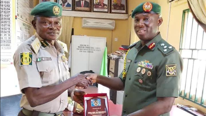 Ahmed Balogun on a courtesy visit to Sunday Oyakhire