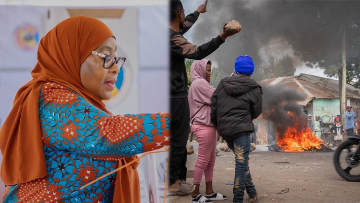 President Hassan; protesters