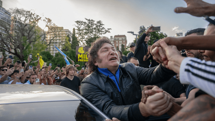 President Javier Milei at a rally