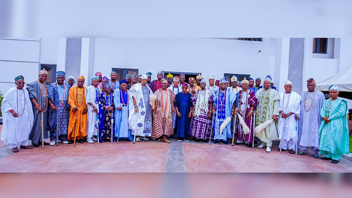Dr Adegboyega Oyetola with Osun West traditional rulers