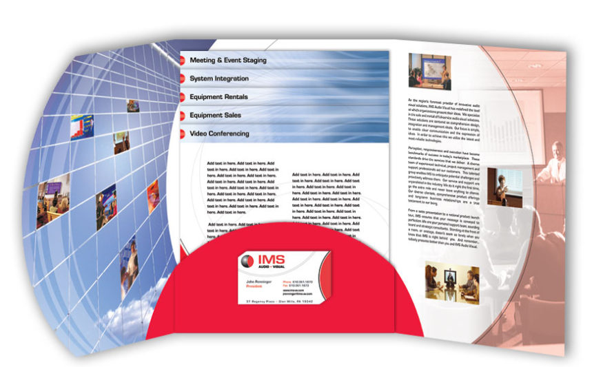 Specializes in audio visual system design, managed services, event staging, video productions, content creations and projector . Ims Pocket Folder Design Gc Design And Creation
