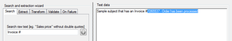 extract data - specify Search text