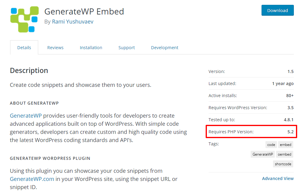 Paste the code into the scripts in header box and click save. Minimum Required Php Version For Plugins Generatewp