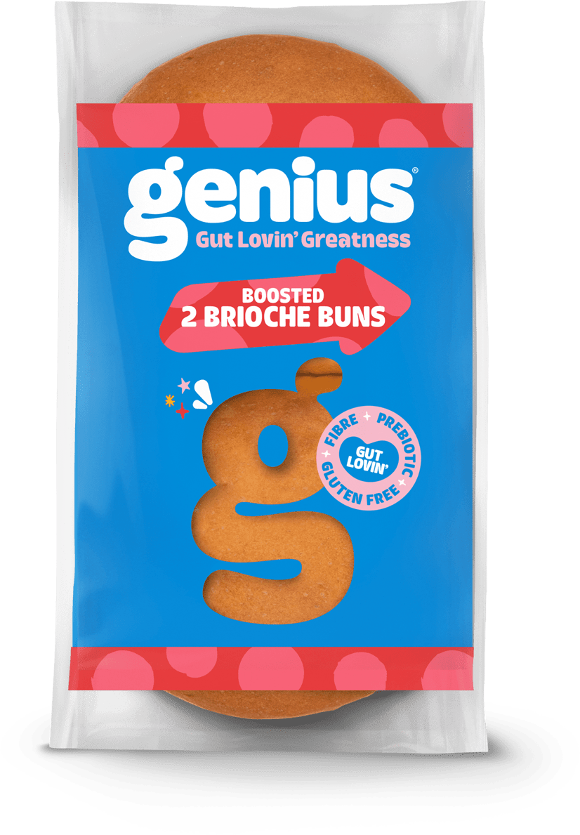 Want to make your own gluten free burger buns? Genius Boosted Brioche Buns Prebiotic Fiber Gluten Free