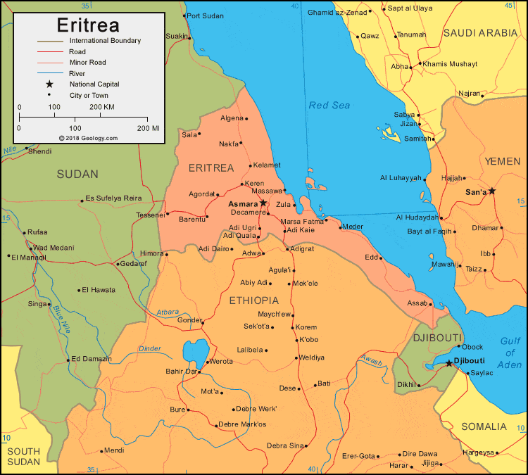 As observed on the physical map above, one of the most notable physical features of eritrea is the central highlands region which runs … Eritrea Map And Satellite Image