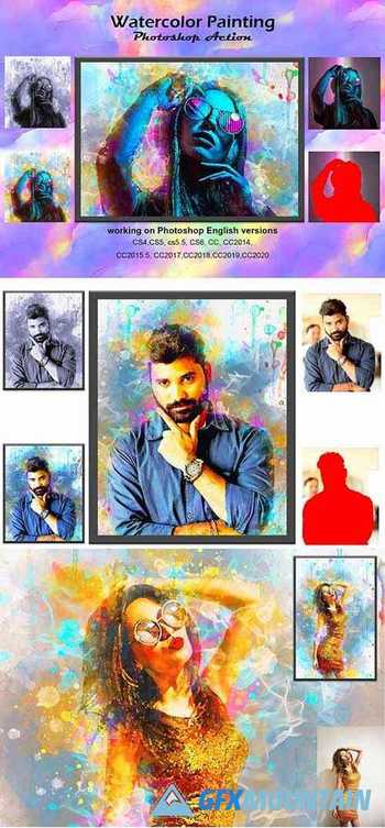 Watercolor Painting Photoshop Action 5218684 Free Download Graphics Fonts Vectors Print Templates Gfxmountain Com
