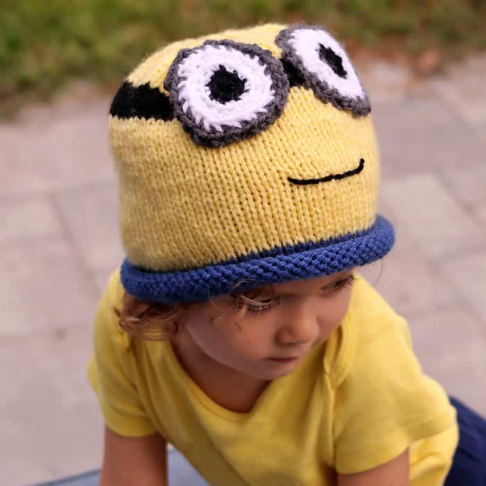 Minion Hat Free Knitting Pattern perfect for Halloween! Gina Michele