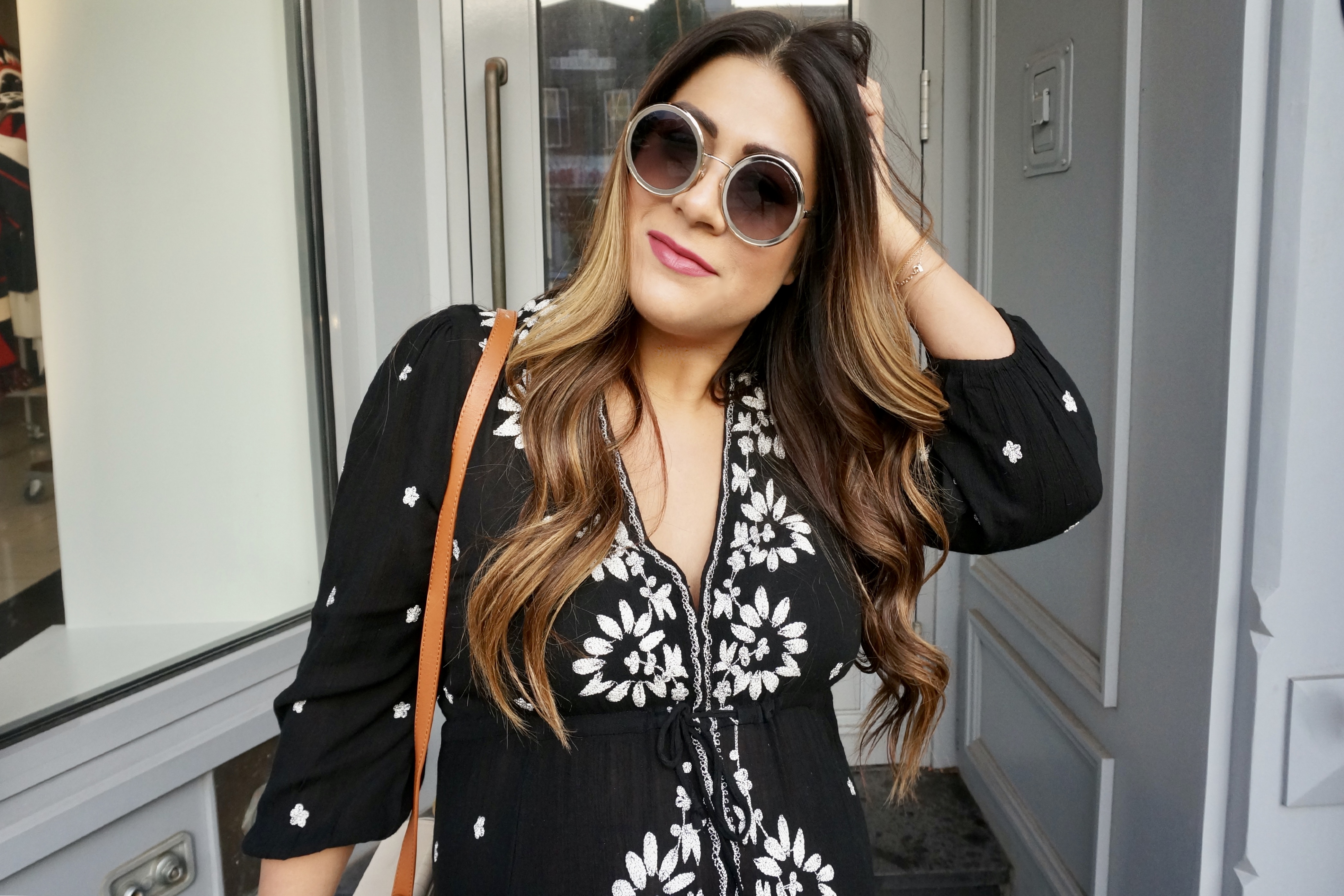 embroidered fable midi dress