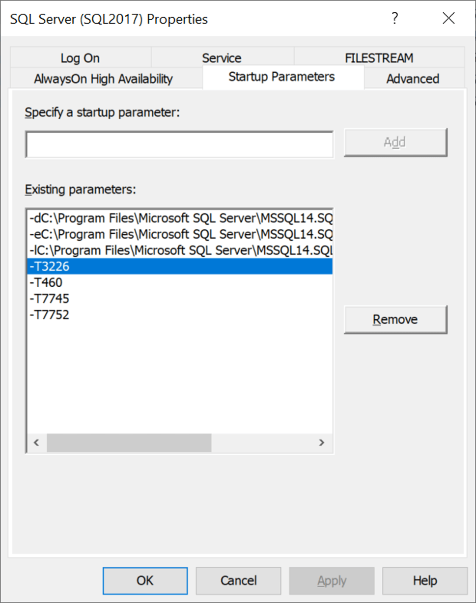 SQL Server Startup Parameters
