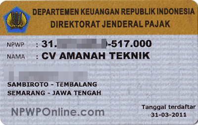Nomor pokok wajib pajak (npwp) . Contoh Npwp Kosong
