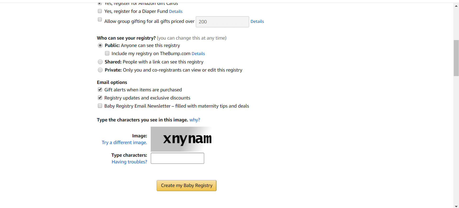 amazon baby registry link