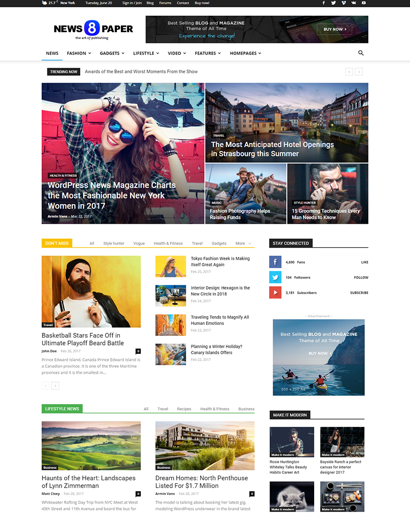 The theme is fully widgetized, so users can manage the content by using easy to use widgets. 20 Best Wordpress News Themes Goodwpthemes