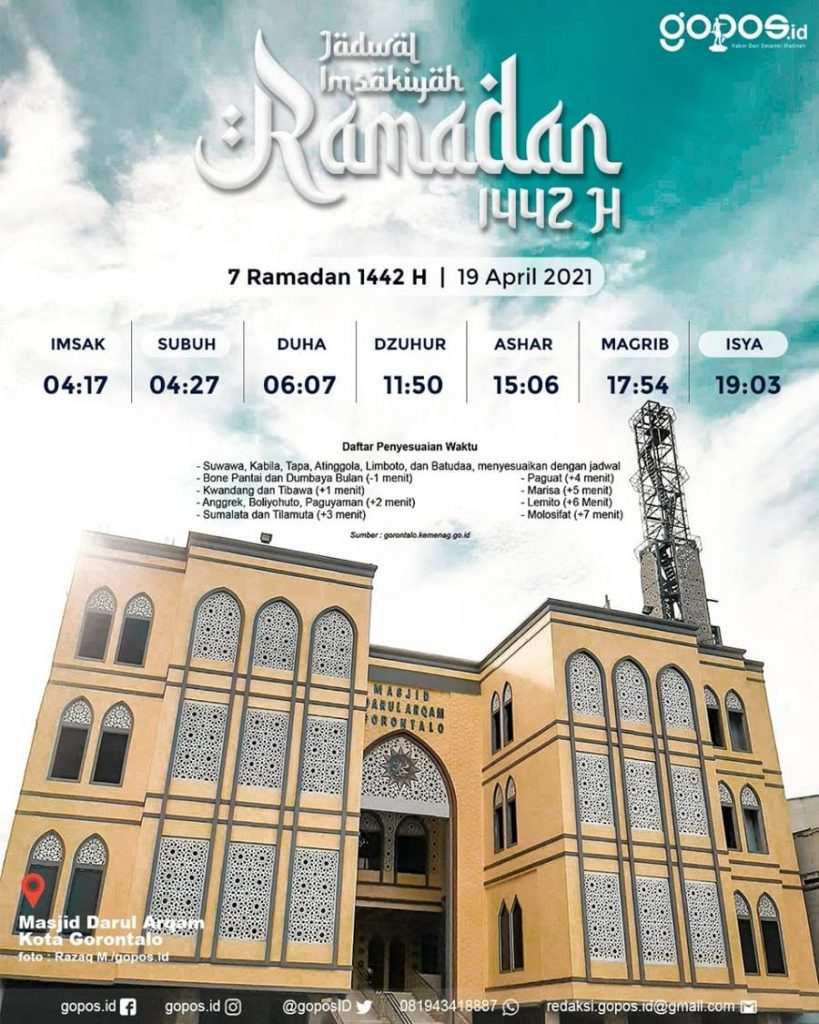 Jadwal Buka Puasa 7 Ramadan 1442H - 19 April 2021 Untuk Wilayah Gorontalo -  gopos.id
