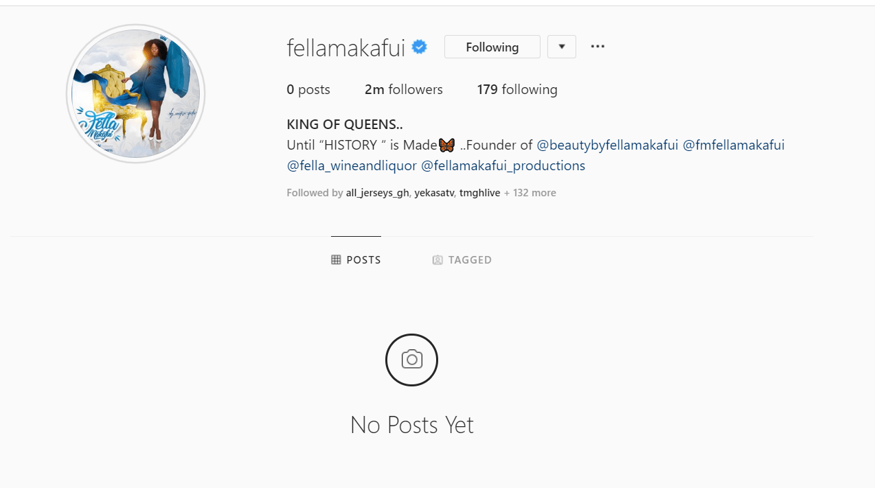 Fella Makafui instagram