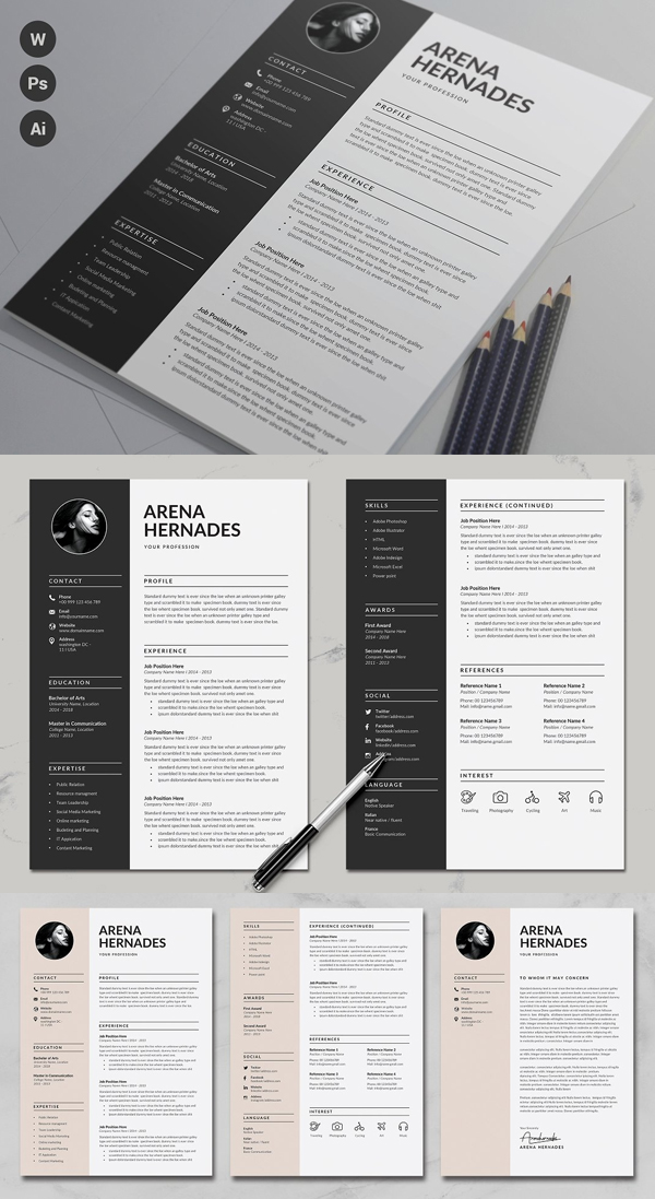 Best free creative resume templates psd (photoshop). 21 Professional CV / Resume Templates with Matching Cover Letter | Design | Graphic Design Junction