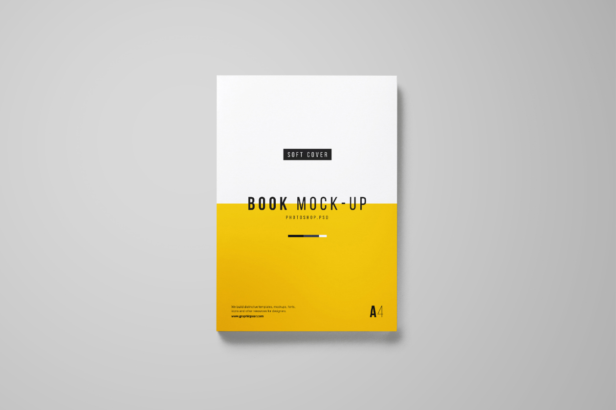 Contains special layers and smart object for your artworks. Photoshop A4 Book Mockup