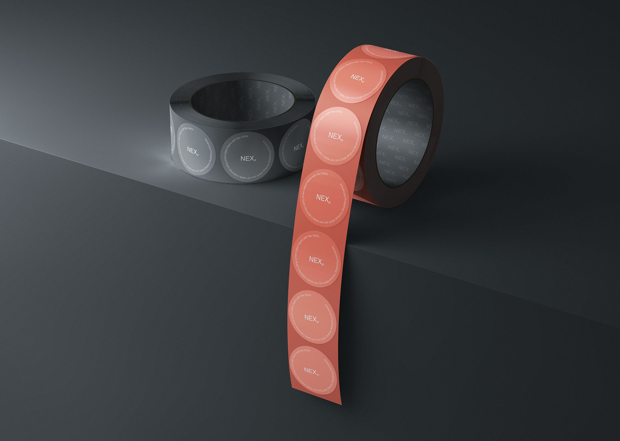 Free round sticker on door mockup psd. Stickers Roll Mockup