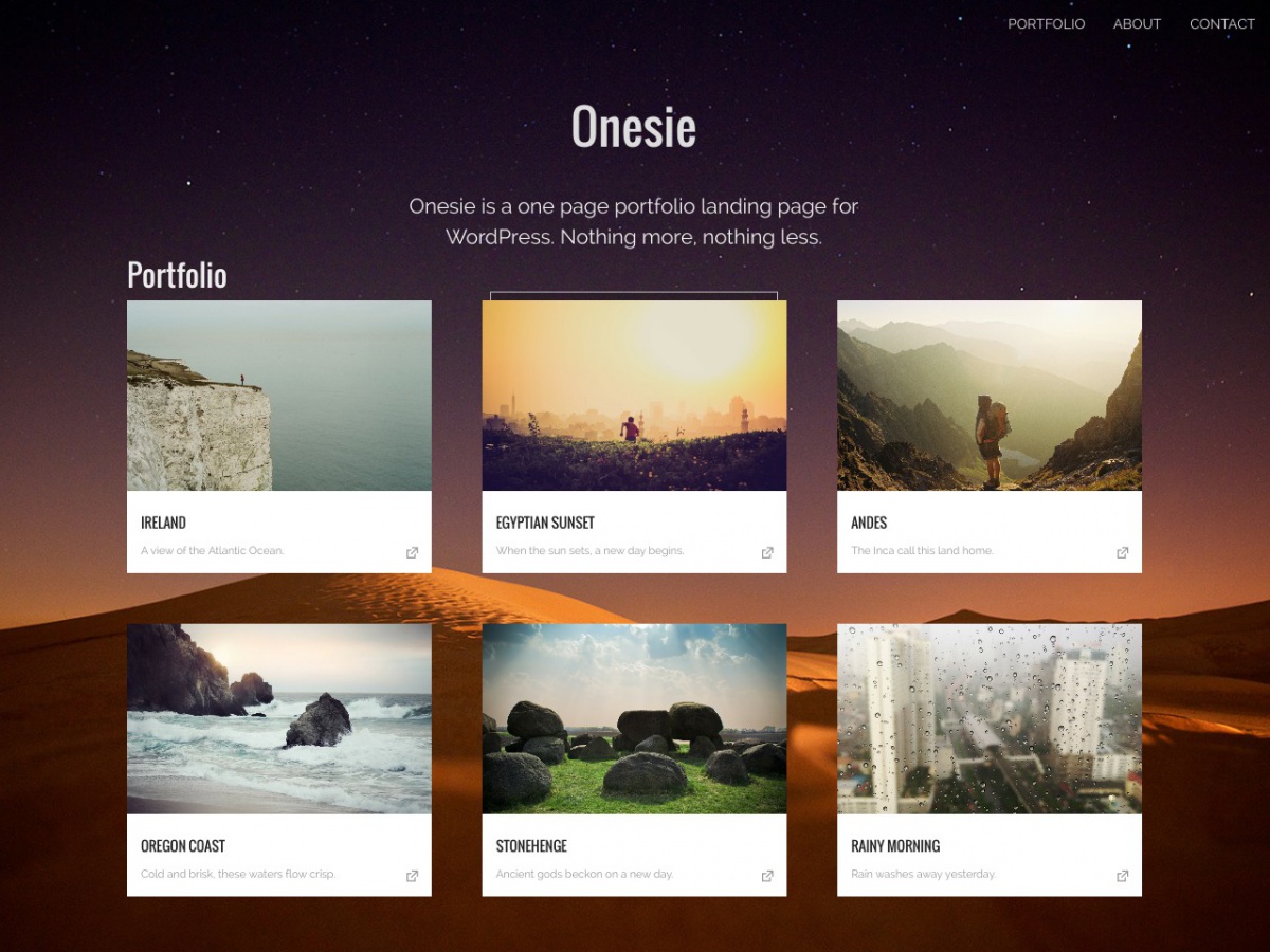 You can also add wordpress custom header per page through plugins. Onesie - One Page Portfolio WordPress Theme | Graph Paper Press