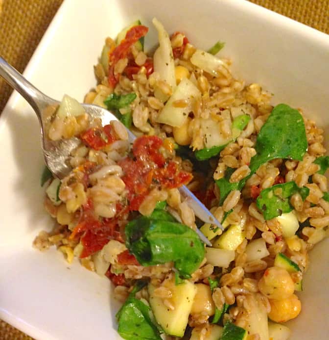 Mediterranean SunDried Tomato Farro Salad The Grateful Grazer