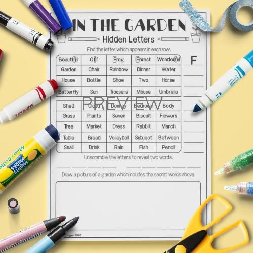 English as a second language (esl) grade/level: In The Garden Hidden Letters Activity Fun Esl Worksheet
