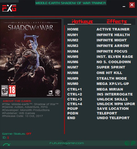 Forja un nuevo anillo de poder, conquista fortalezas en grandes batallas Middle-earth: Shadow of War: Trainer (+15) v1.0 Upd:29.10.2017 {FutureX} - Download