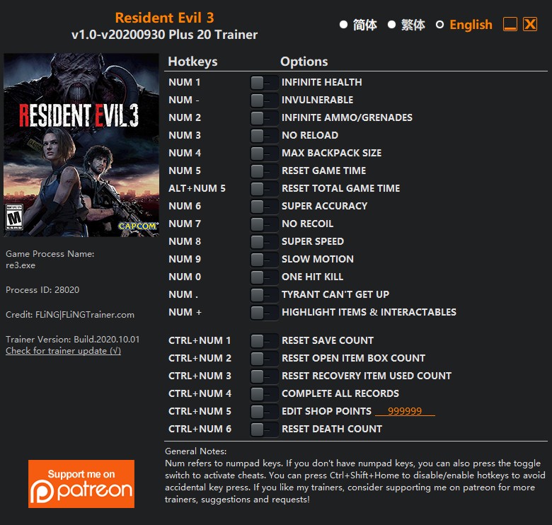 Welcome to our collection of resident evil 4, cheats, cheat codes, wallpapers and more for gc. Resident Evil 3 Trainer 20 V1 0 V20200930 Fling Download Gtrainers
