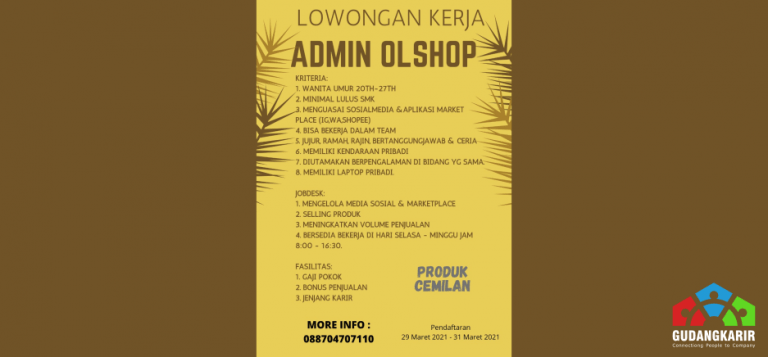 Pastikan juga, alamat yang tertulis terhadap surat lamaran pekerjaan maupun cv cocok bersama alamat yang dicantumkan di dalam ktp . Lowongan Kerja Admin Online Shop D'Camilo - Portal
