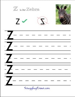 left handed learning letter practice worksheet z gym craft laundry