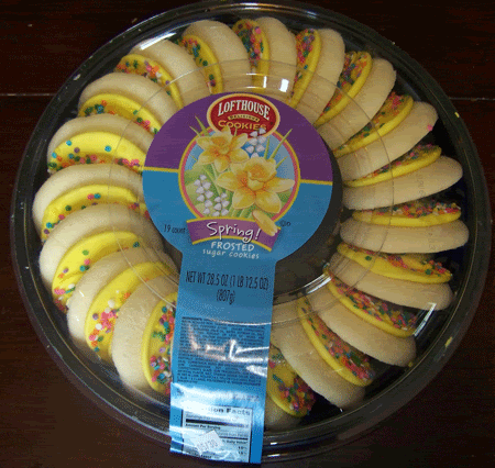 Circular container of Lofthouse cookies.