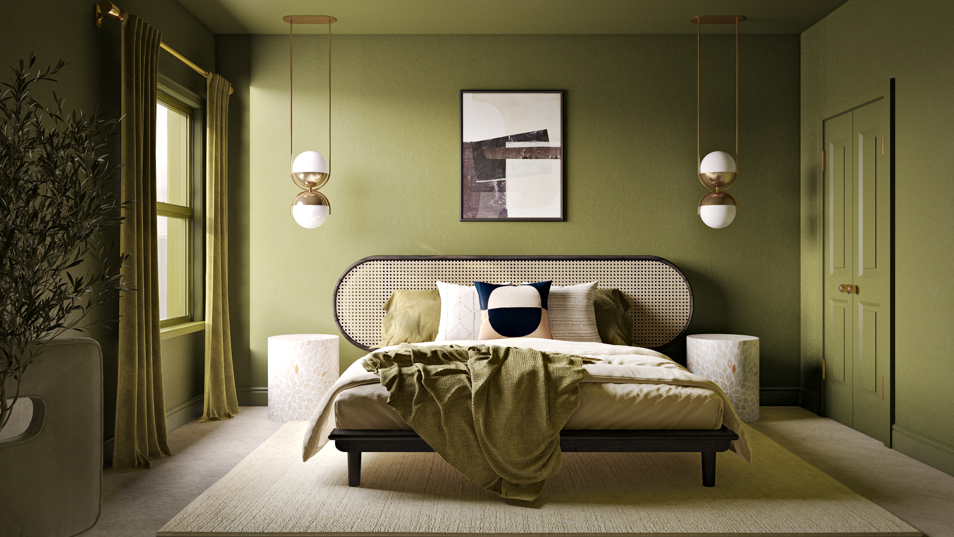 Dark Green Ceiling White Walls