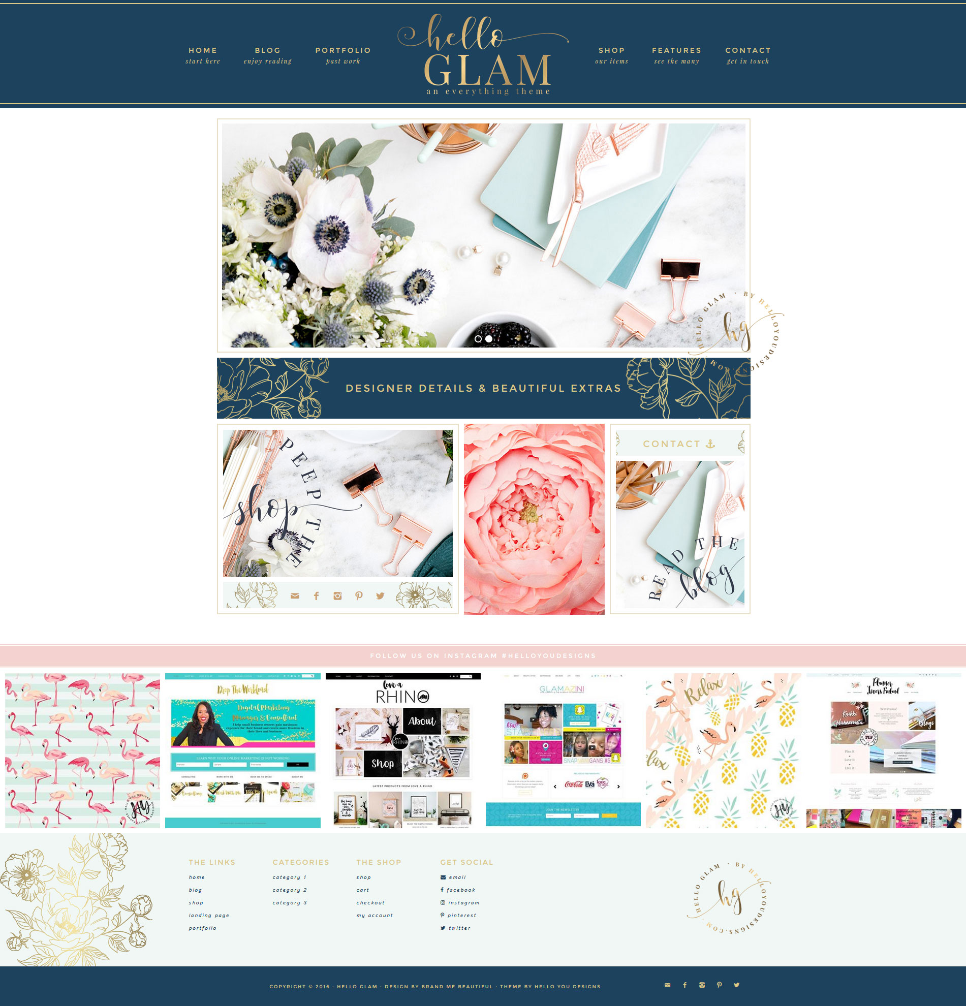 Hello chic feminine wordpress theme. Hello Glam Theme - Hello You Designs