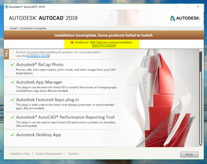 If you are getting licensing . Install Error 1603 Fatal Error During Installation While Installing Autodesk Software With Legacy Installer Autocad Autodesk Knowledge Network