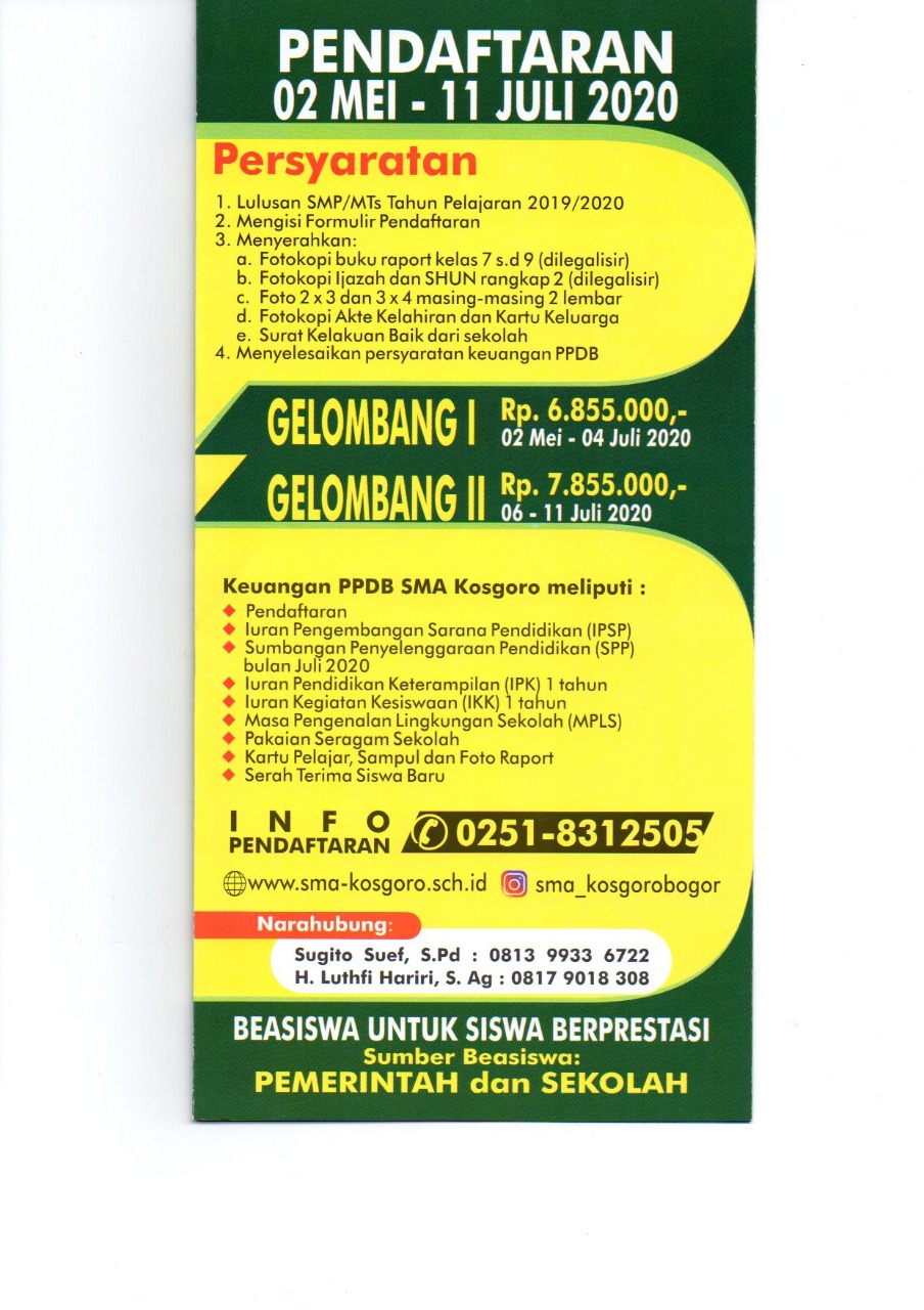Dari sekolah mardi waluya cibinong, bogor. Ppdb Sma Kosgoro Bogor Tp 2020 2021 Berbagi Ilmu Pengalaman