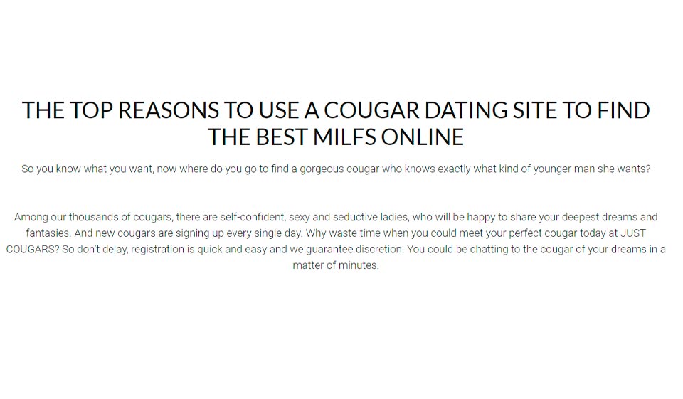 20.10.2021 · we put together a list of all the places you can dine outdoors (sort of) this winter without getting too cold. Just Cougars 2021 Review Die Fantastische Cougars Dating Site Um Partner Zu Finden