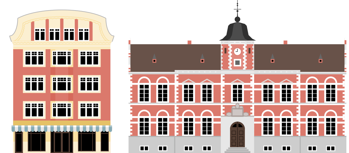 Illustration af Matas og Det gamle Rådhus