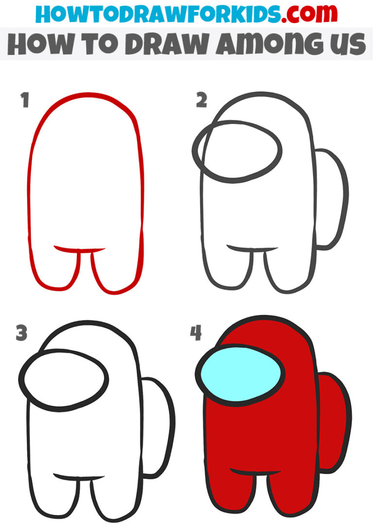 how to draw an among us character easy drawing tutorial for kids