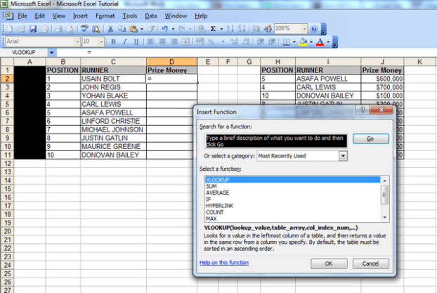 How to vlookup in excel 2003