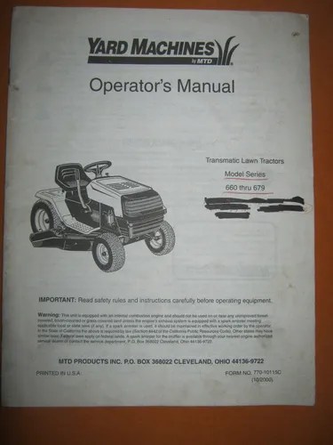 Understand and follow the warnings and instructions in this manual and on the machine. Manual Del Usuario Del Tractor Cortacesped Yard Machines Cuotas Sin Interes
