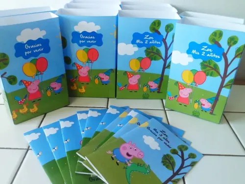 Fichas de caligrafía.invitaciones de cumpleaños. 25 Bolsitas Cumple Y 25 Libritos Colorear Peppa Pig Lomas Envio Gratis