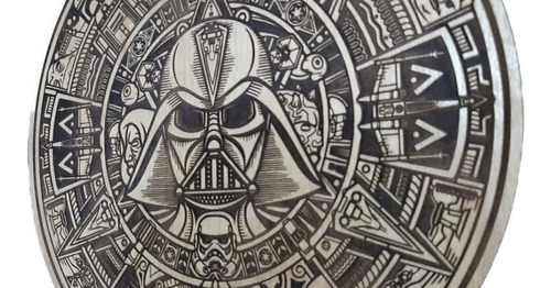 Great file of dxf patterns of plasma, waterjet, laser cnc projects. Calendario Azteca Darth Vader Star Wars Envio Gratis