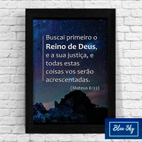 Poster Moldura Versiculo Biblico Cristao Mateus 6 33 17 Mercado Livre