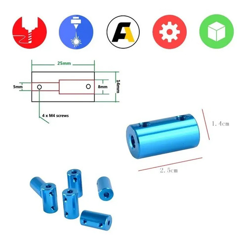 Soporte Cople 5 8mm Azul Varilla Motor Pasos Ejes Xyz Cnc 3d Mercado Libre